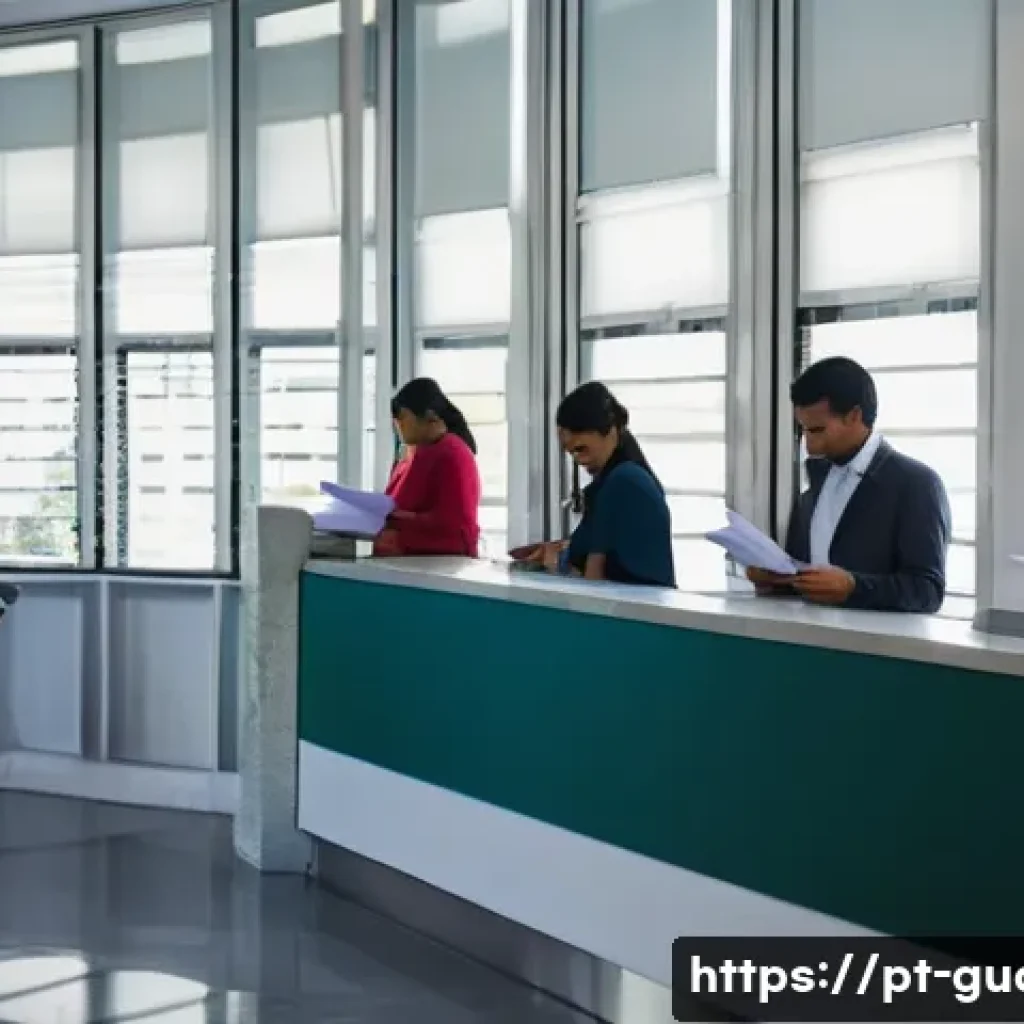 과테말라에서 공공기관 이용하는 법 - A busy public service office in Guatemala City during working hours, showing a diverse group of peop...