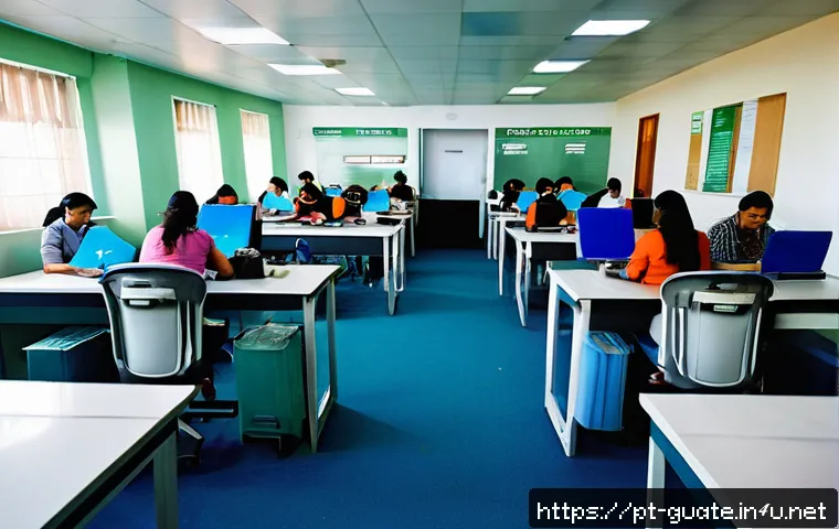 과테말라에서 운전면허 발급받는 법 - A detailed scene of a Guatemalan driver’s license application center, showing a well-organized count...