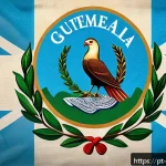 Home 19 과테말라 국기 의미와 역사 - A detailed, vibrant depiction of the Guatemalan flag waving gently in a bright, clear sky. The two s...